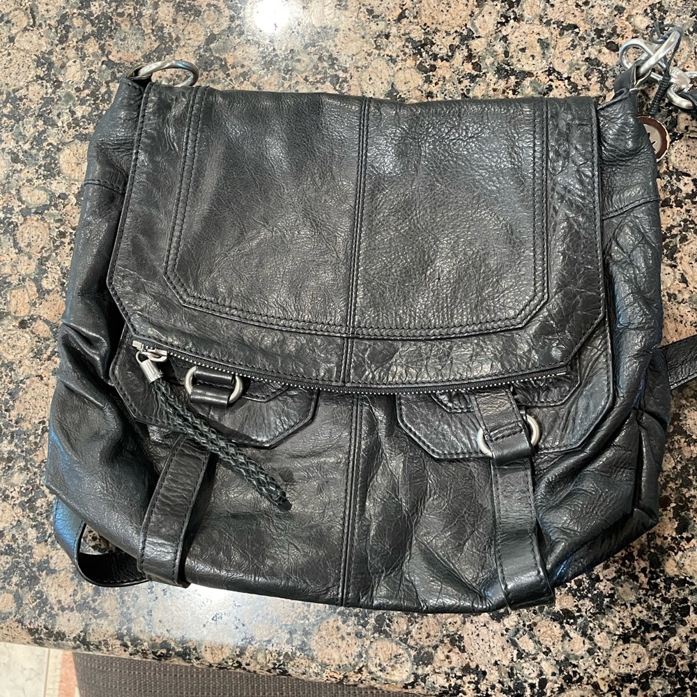 Black leather The Sak cross body bag